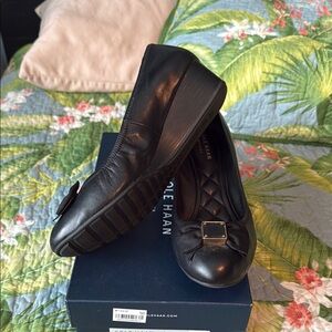 Cole Haan Black Leather Wedges